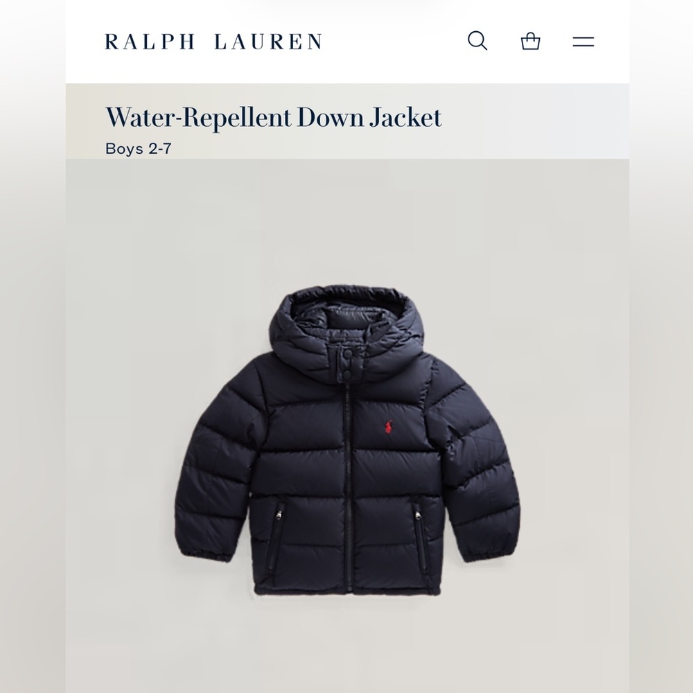 Ralph Lauren Polo Dark Navy Quilted Hooded Puffer. Size 3 / 3T